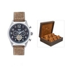 Constantin Weisz Gents Automatic Watch with Genuine Leather Strap and Contrast Stitching Plus Bonus 6 Slot Collectors Box