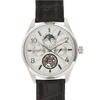 Constantin Weisz Gents Automatic Watch with Textured Dial,  Open Movement,  24 Hour Indication and Black Leather Strap