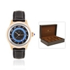 Constantin Weisz Gents Dual Time Zone Automatic Watch with Grey Embossed Genuine Leather Strap Plus Bonus 8 Slot Watch Box