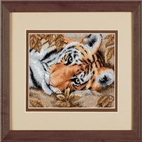 Gold Petite Counted Cross Stitch Beguiling Tiger by Dimensions