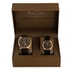 Mathey Tissot Couples Gold PVD Watch with Genuine Leather Straps