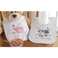 On The Farm Bibs Stamped Cross Stitch Kit-9"X14" Set Of 2