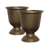 Pair of 36cm (14in) Black Bronze Vertical Garden Urns