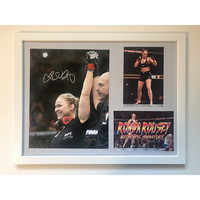 Ronda Rousey Personally Signed Framed Photo Montage Display