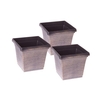 Set of 3 x 19cm Square Metallic Look Planters