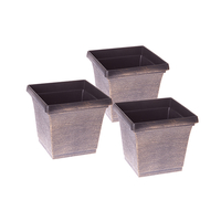 Set of 3 x 19cm Square Metallic Look Planters