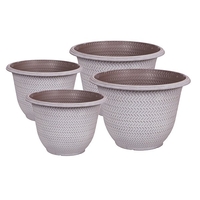 Set of 4 Washed Taupe Planters 16in and 12in