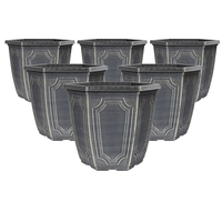 Set of 6 x 25cm (10in) Hexagonal Chalk Effect Planters