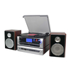 Steepletone Metro Modular Multi Function Music System with 3 Speed Turntable Radio Aux USB SD Cassette CD Player with 2 x 4GB SD & 1 x 4GB U