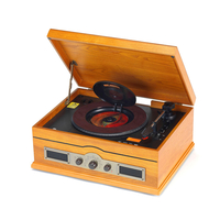 Steepletone Norfolk Retro Record and CD Player with MW,  FM Radio,  Aux and USB/ SD MP3 Encoding and Playback plus 2GB SD card