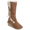 Tall Wedge Faux Fur Trim Tie Detail Boots