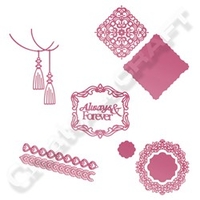 Ultimate Crafts Magnolia Lane Die Collection - Includes Tassels,  Magnolia And Damask Frame,  Magnolia Borders And Doily