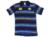 Leeds Rhinos Players Striped Media Polo Shirt Navy/Royal/Amber