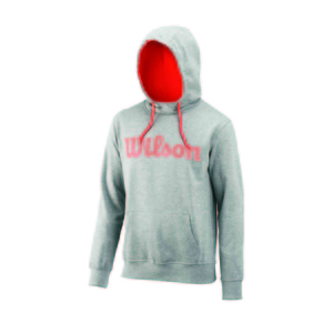 Wilson Script Cotton PO Mens Hoodie - Grey/Red,  S