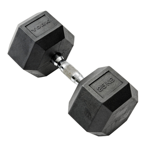 York 25kg Rubber Hex Dumbbell