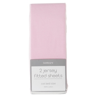 Kiddicare Jersey Fitted Sheet Cot Bed Pink Pack of 2