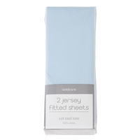 Kiddicare Jersey Fitted Sheets Cot Bed Blue Pack of 2