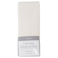Kiddicare Jersey Fitted Sheets Crib Cream Pack of 2