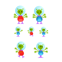 Stickerscape Alien Family Wall Stickers - Large Size