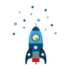 Stickerscape Blast Off Rocket Wall Sticker in Blue - Large Size