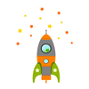 Stickerscape Blast Off Rocket Wall Sticker in Orange - Large Size