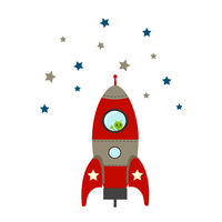 Stickerscape Blast Off Rocket Wall Sticker in Red - Regular Size