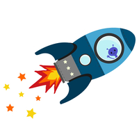Stickerscape Flying Rocket Wall Sticker in Blue - Large Size