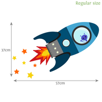 Stickerscape Flying Rocket Wall Sticker in Blue - Regular Size