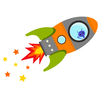 Stickerscape Flying Rocket Wall Sticker in Orange - Large Size
