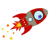 Stickerscape Flying Rocket Wall Sticker in Red - Regular Size
