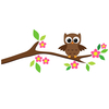 Stickerscape Owl On A Tree Branch Wall Sticker - Left Facing