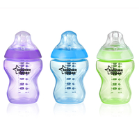 Tommee Tippee Closer to Nature Colour my World 260ml Bottles 3 pack in blue