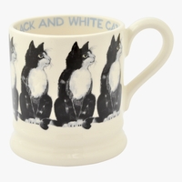 Seconds Black & White Cat 1/2 Pint Mug