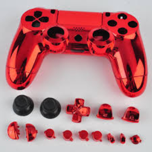 PS4 Chrome Red Controller Shell Case - PS4 Controller Housing Shell