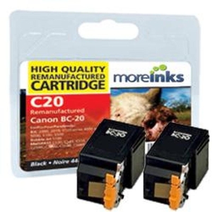 2 Remanufactured Ink Cartridges to Replace Canon BC20 Black Capacity 88 ml