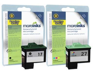 2 Remanufactured Ink Cartridges to Replace Lexmark 17 27 Black Colour Capacity 207 ml