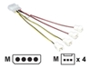 Akasa multi fan connection with speed reduction - Fan power splitter - 4 PIN internal power (M) - 3 pin Molex (M) - 15 cm