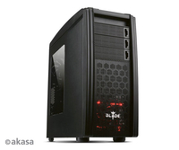 Akasa Red Distinction Edition Window Side Midi Tower case with Fan control USB 3.0 and 430mm VGA Card support