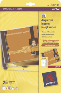 AVERY CD INSERT MATT INKJET WHT J8435-25