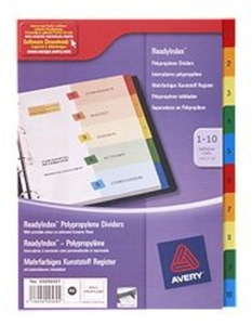 AVERY READY INDEX PP DIVIDER 1-10 ASST