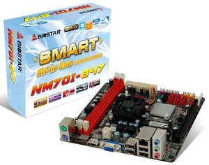 Biostar NM70I-847 NM70 Integrated Celeron 847 Dual Core 1.1GHz VGA HDMI 6 Channel Audio mITX Motherboard