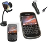 Black ProGel Case LCD Guard Car Charger Car Holder - BlackBerry 9900 Bold Touch