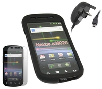 Black SnapGuard Case LCD Screen Protector Mains Charger - Samsung Google Nexus S I9020