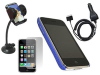 Blue Net Case LCD Protector Car Charger Car Holder Apple iPhone 3G 3GS