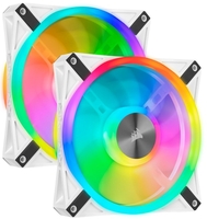 CORSAIR QL Series,  iCUE QL140 RGB,  140mm RGB LED PWM White Fan,  Dual Fan Kit with Lighting Node CORE