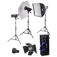 Interfit INT467 Stellar XD Triple Head + Umbrella/Softbox Kit 300w Flash