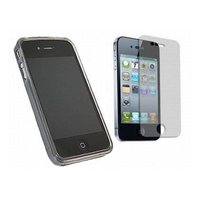 iT ALKonline 12655 Black Twin Pack NET Skin Case & LCD Screen Protector - Apple iPhone 4.