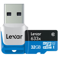 Lexar 32GB MicroSDHC UHS-I Memory Card and Reader - Recommended by GoPro