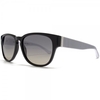 Marc By Marc Jacobs Sunglasses Keyhole Wayfarer In Black With Red And Black Striped Temple Arms And Gradient Grey Lens