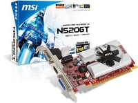 MSI GT520 1GB DDR3 DVI HDMI VGA PCI-E Low Profile Graphics Card